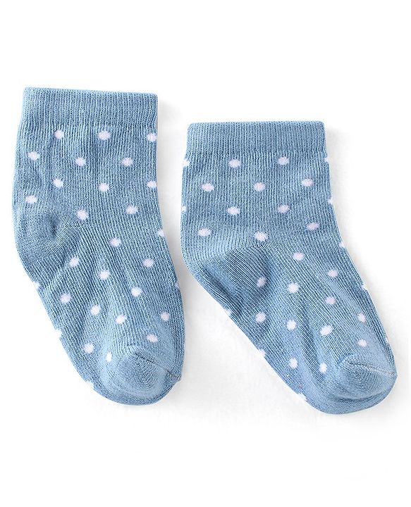 Cute Walk By Babyhug Cotton Knit Anti Bacterial Ankle Length Socks Stripes & Floral Design Pack Of 5 - Red Blue & White