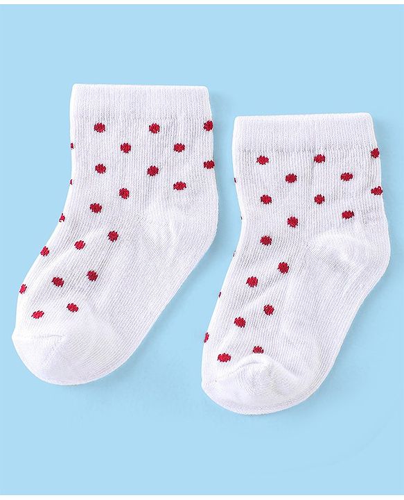 Cute Walk By Babyhug Cotton Knit Anti Bacterial Ankle Length Socks Stripes & Floral Design Pack Of 5 - Red Blue & White
