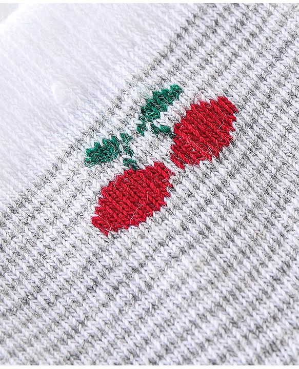Cute Walk By Babyhug Cotton Knit Anti Bacterial Ankle Length Socks Stripes & Floral Design Pack Of 5 - Red Blue & White