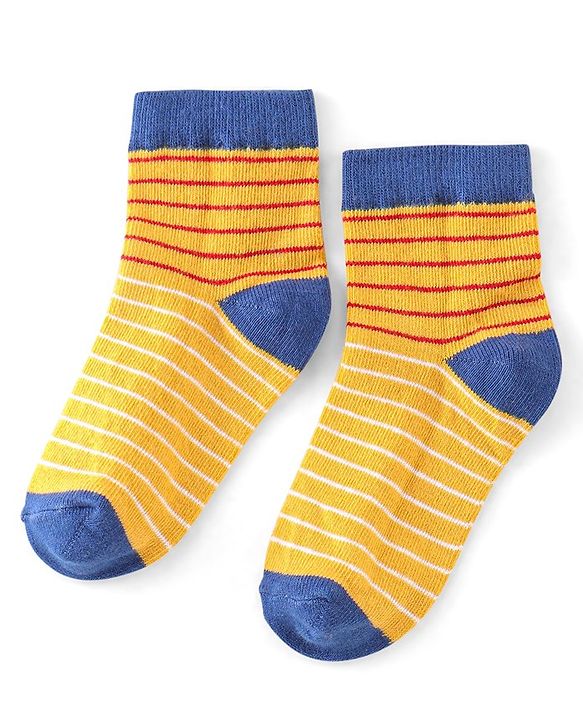 Cute Walk by Babyhug Ankle Length Anti Bacterial Socks Star Design Pack of 5 - Yellow & Blue