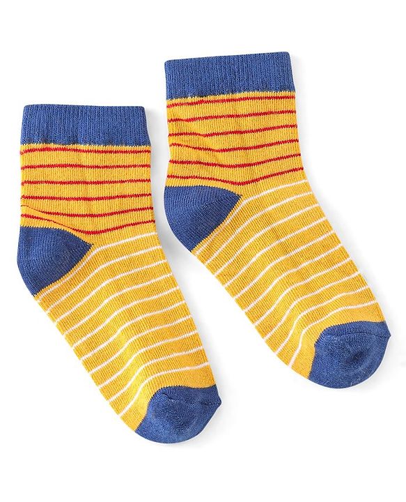 Cute Walk by Babyhug Ankle Length Anti Bacterial Socks Star Design Pack of 5 - Yellow & Blue