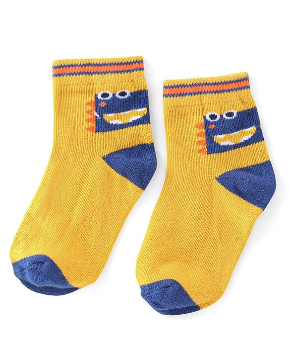 Cute Walk by Babyhug Ankle Length Anti Bacterial Socks Star Design Pack of 5 - Yellow & Blue