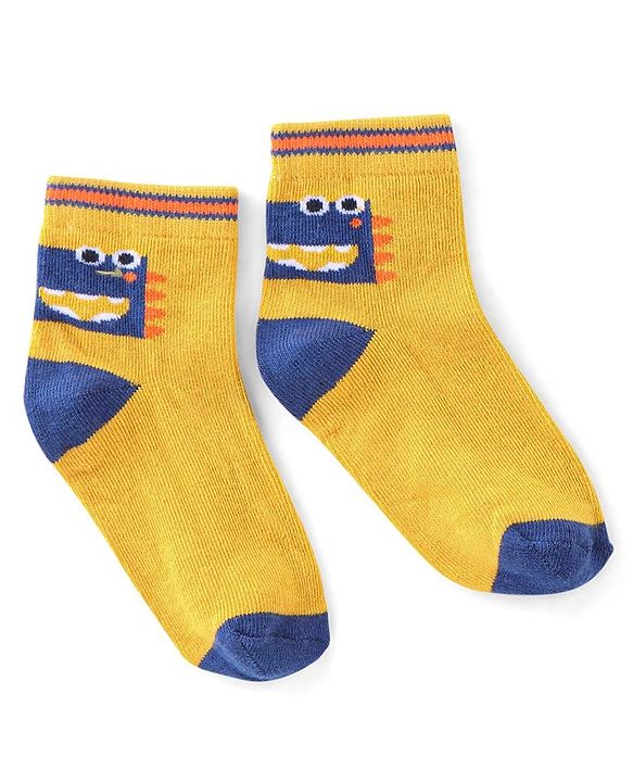 Cute Walk by Babyhug Ankle Length Anti Bacterial Socks Star Design Pack of 5 - Yellow & Blue