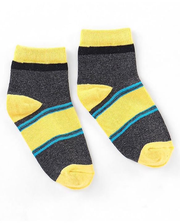 Cute Walk by Babyhug Cotton Knit Ankle Length Anti Bacterial Socks Stripe Design Pack of 5 - Multicolor