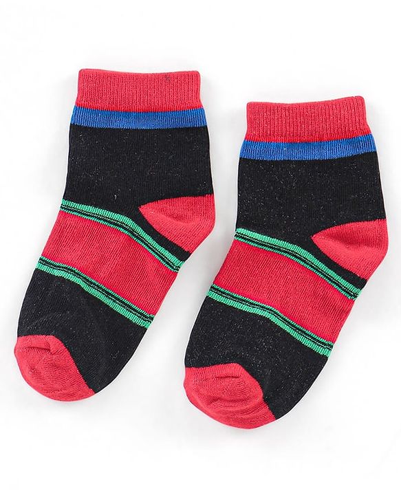 Cute Walk by Babyhug Cotton Knit Ankle Length Anti Bacterial Socks Stripe Design Pack of 5 - Multicolor