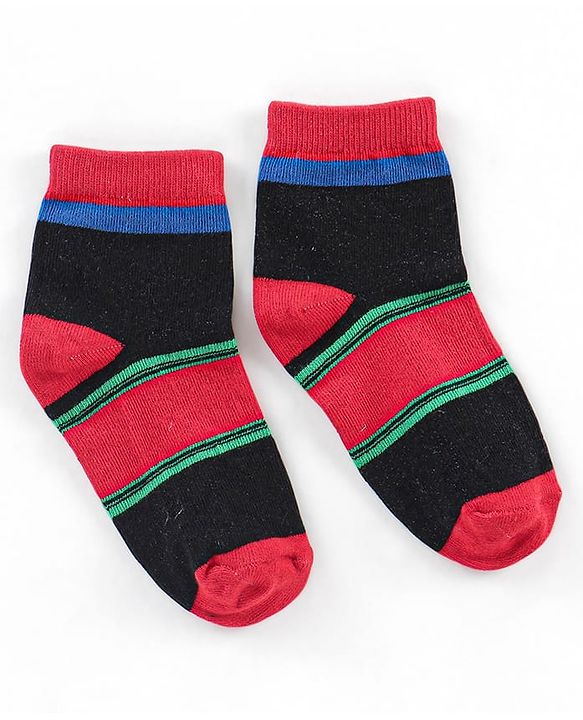 Cute Walk by Babyhug Cotton Knit Ankle Length Anti Bacterial Socks Stripe Design Pack of 5 - Multicolor