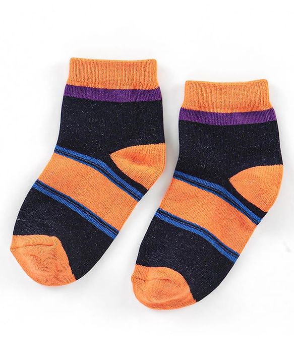 Cute Walk by Babyhug Cotton Knit Ankle Length Anti Bacterial Socks Stripe Design Pack of 5 - Multicolor