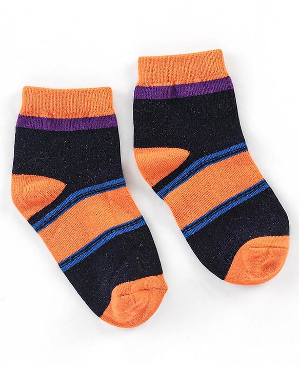 Cute Walk by Babyhug Cotton Knit Ankle Length Anti Bacterial Socks Stripe Design Pack of 5 - Multicolor