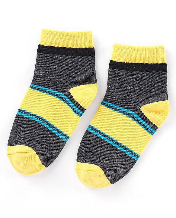 Cute Walk by Babyhug Cotton Knit Ankle Length Anti Bacterial Socks Stripe Design Pack of 5 - Multicolor