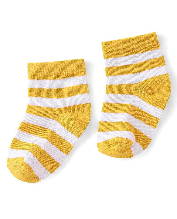 Cute Walk by Babyhug Cotton Ankle Length Anti-Bacterial Socks Stripes Design Pack of 5 - Multicolour