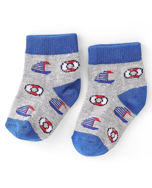 Cute Walk by Babyqhug Anti-Bacterial Ankle Length Ship Design Socks Pack of 5 - Multicolour