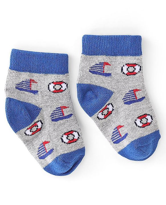 Cute Walk by Babyqhug Anti-Bacterial Ankle Length Ship Design Socks Pack of 5 - Multicolour