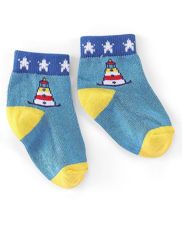 Cute Walk by Babyqhug Anti-Bacterial Ankle Length Ship Design Socks Pack of 5 - Multicolour