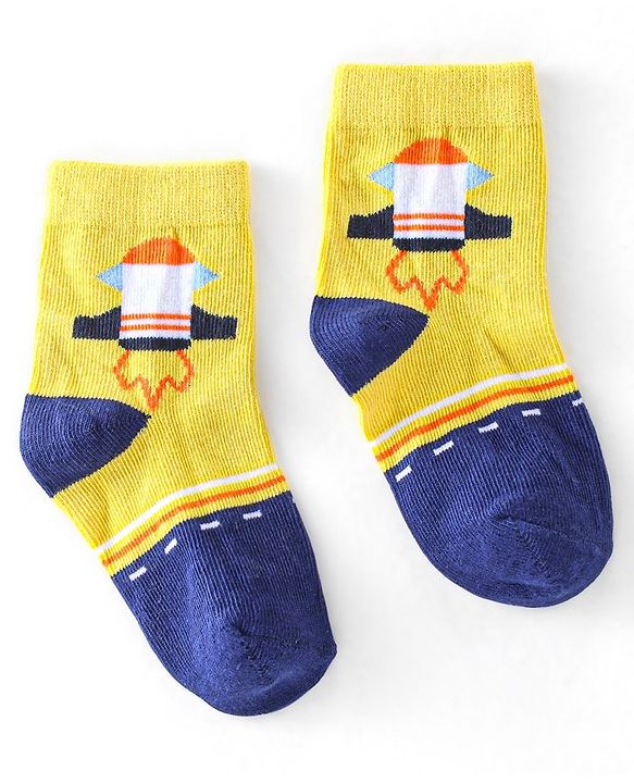 Cute Walk by Babyhug Cotton Knit Ankle Length Anti Bacterial Socks Astronaut Design Pack of 5 - Multicolor