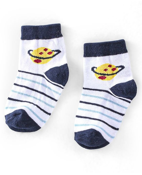 Cute Walk by Babyhug Cotton Knit Ankle Length Anti Bacterial Socks Astronaut Design Pack of 5 - Multicolor