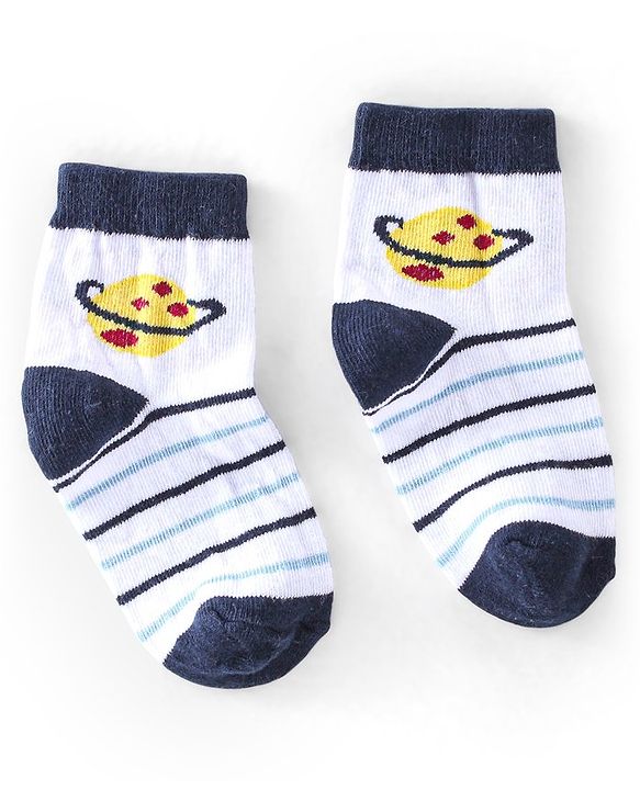Cute Walk by Babyhug Cotton Knit Ankle Length Anti Bacterial Socks Astronaut Design Pack of 5 - Multicolor