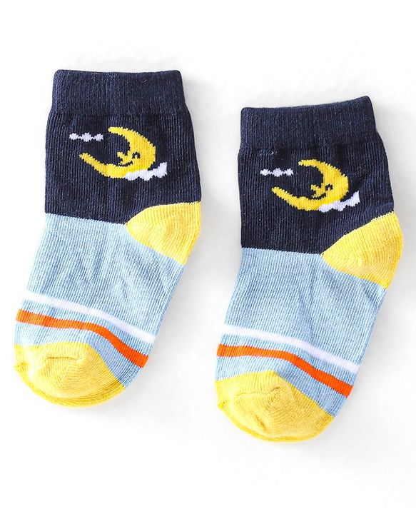Cute Walk by Babyhug Cotton Knit Ankle Length Anti Bacterial Socks Astronaut Design Pack of 5 - Multicolor