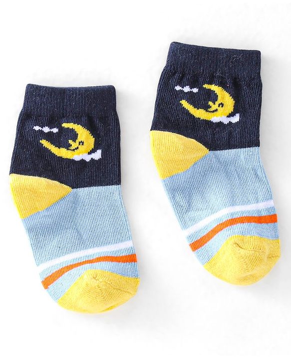 Cute Walk by Babyhug Cotton Knit Ankle Length Anti Bacterial Socks Astronaut Design Pack of 5 - Multicolor