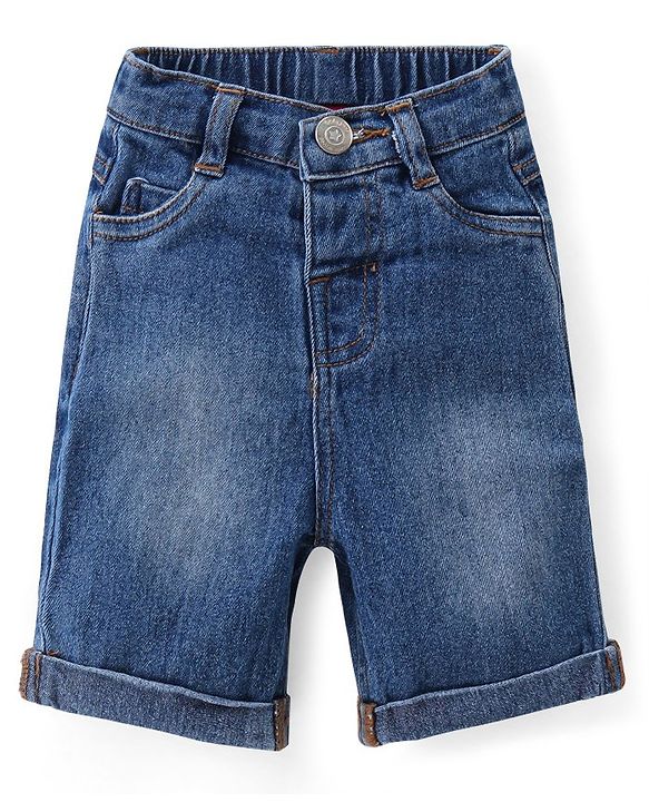 Babyhug Half Sleeves T-Shirt & Denim Shorts Set Marine Life Print - Multicolor & Blue