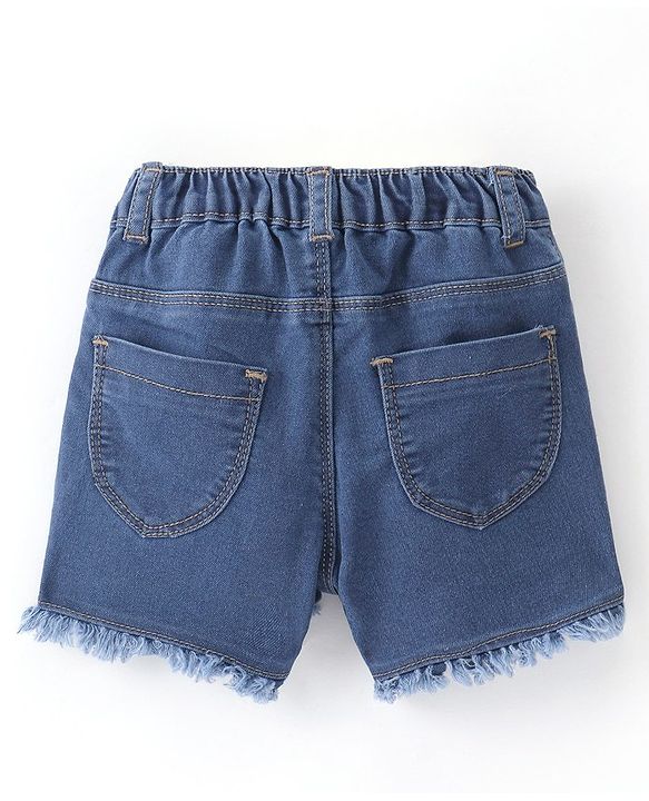 Babyhug Cotton Shorts With Stretch & Floral Print - Blue