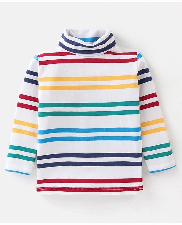 Babyhug 100% Cotton Full Sleeves Skivi Tee Striped - White