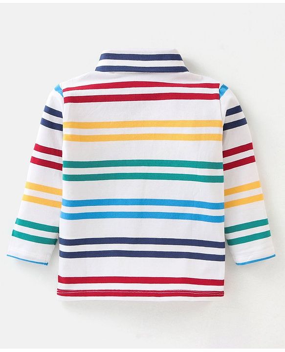 Babyhug 100% Cotton Full Sleeves Skivi Tee Striped - White