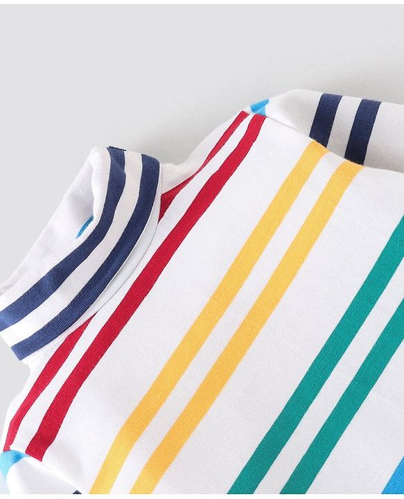 Babyhug 100% Cotton Full Sleeves Skivi Tee Striped - White