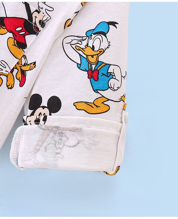 Babyhug 100% Cotton Knit Full Sleeve Shirt With Mickey Mouse & Friends Print - White