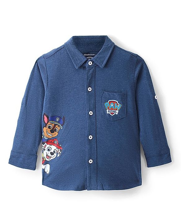 Babyhug Cotton Knit Full Sleeves Paw Patrol Printed Shirt - Navy