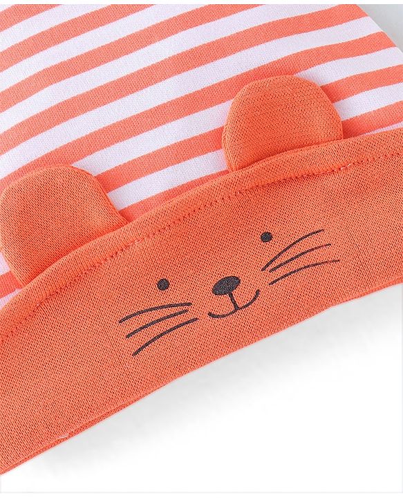 Babyhug 100% Cotton Cap Cat Design - Orange