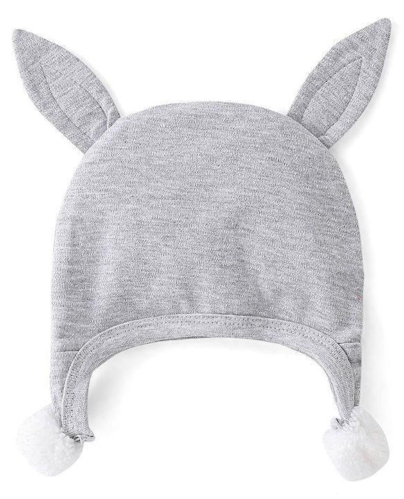 Babyhug Cotton Cap Animal Design - Grey