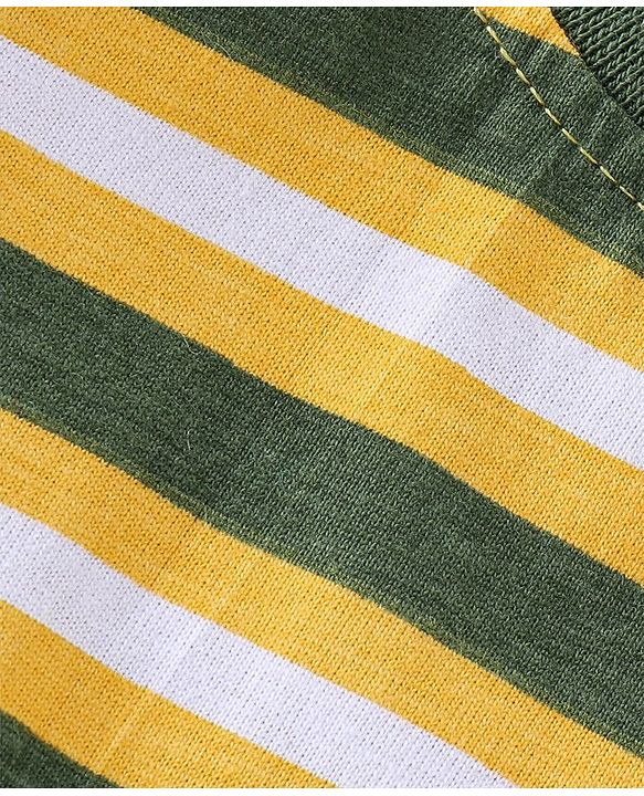 Babyhug 100% Cotton Knit Full Sleeves Striped T-Shirt - Yellow & Green