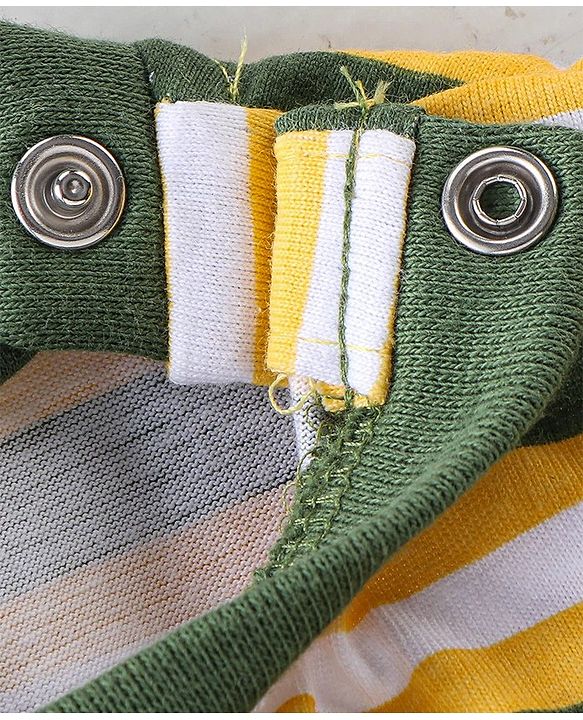 Babyhug 100% Cotton Knit Full Sleeves Striped T-Shirt - Yellow & Green