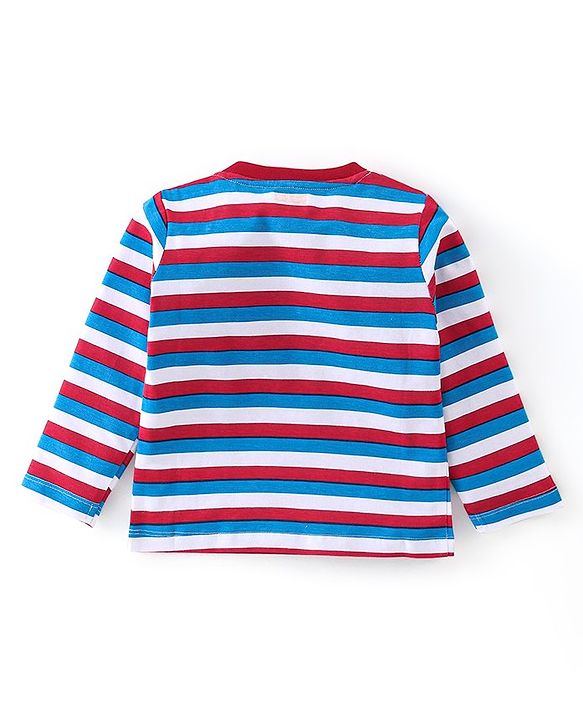 Babyhug 100% Cotton Knit Full Sleeves Striped T-Shirt - Multicolour