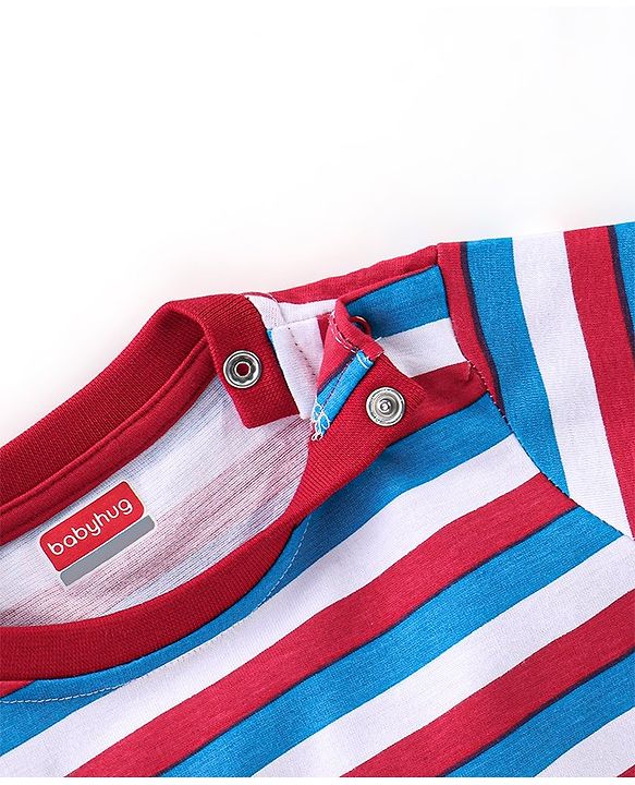 Babyhug 100% Cotton Knit Full Sleeves Striped T-Shirt - Multicolour