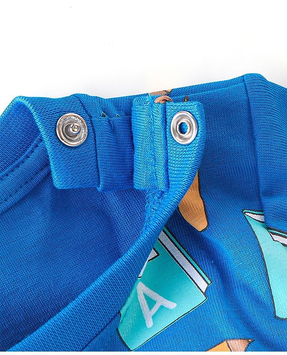 Babyhug 100% Cotton Knit Full Sleeves T-Shirt Note Book Print - Blue