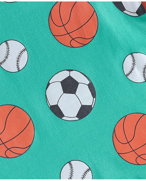 Babyhug 100% Cotton Knit Full Sleeves T-Shirt Ball Print - Green