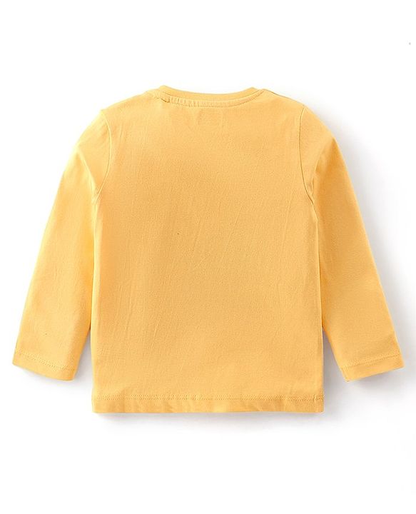 Babyhug Cotton Knit Full Sleeves T-Shirt with Text Print - Yellow