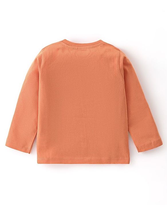 Babyhug Cotton Knit Full Sleeves T-Shirt with Graphics Print - Orange