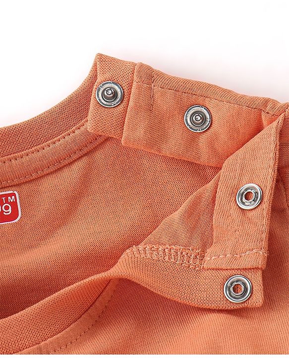 Babyhug Cotton Knit Full Sleeves T-Shirt with Graphics Print - Orange