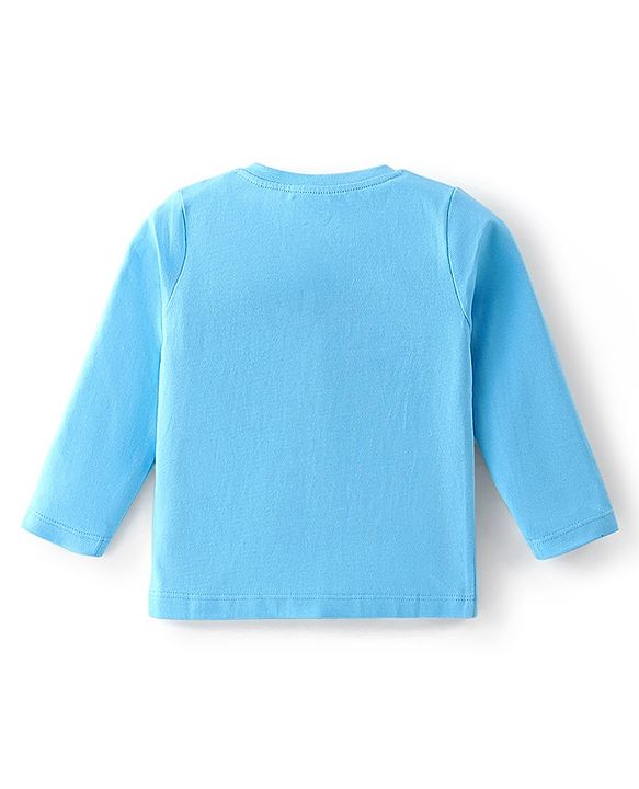 Babyhug Cotton Knit Full Sleeves Tiger & Text Graphics T-Shirt - Blue