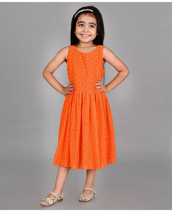 Girls Clothing | kids Orange Frock | Freeup