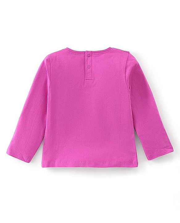 Babyhug Cotton Knit Full Sleeves Top with Floral Embroidery & Jeggings - Pink