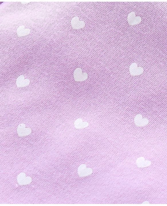 Babyhug Cotton Knit Full Sleeves Footed Sleepsuit Hearts Print - Pink