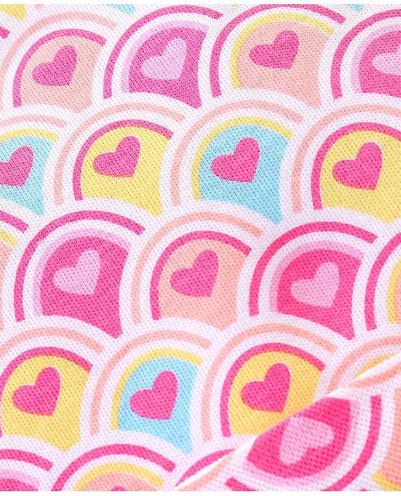 Babyhug 100% Cotton Interlock Knit Cap Mittens & Booties Set with Heart Print - Pink