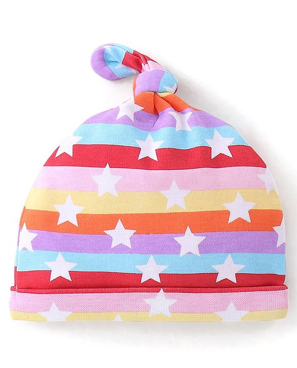 Babyhug 100% Cotton Knit Cap Star Print - Multicolour
