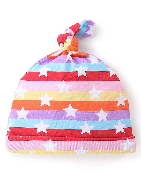 Babyhug 100% Cotton Knit Cap Star Print - Multicolour