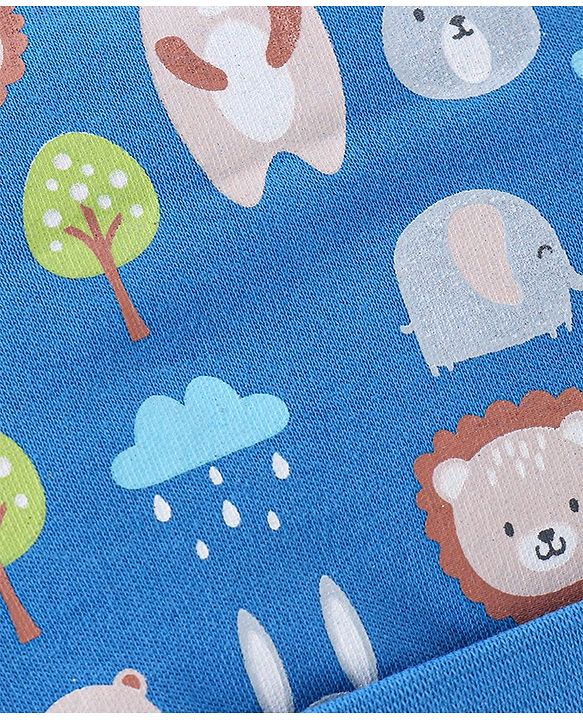 Babyhug 100% Cotton Knit Bear Print Cap - Navy Blue