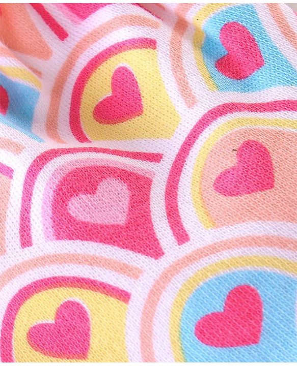 Babyhug 100% Cotton Interlock Knit Mittens & Booties Heart Print - Pink