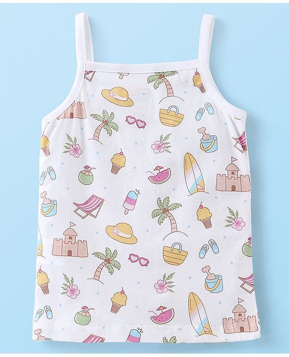 Babyhug 100% Cotton Slips Beach Theme Pack of 3 - Blue Yellow & Pink